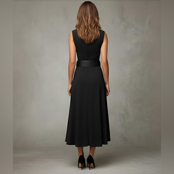 A Line Sleeveless Asymmetrical Hem Dress Black - Picture 7 of 12